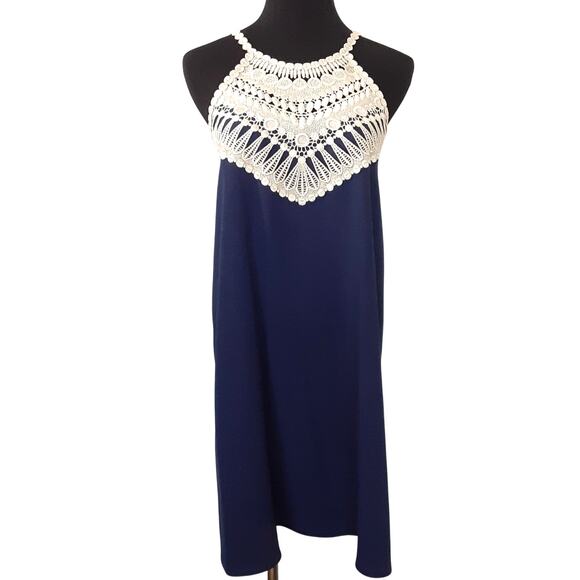 Lilly Pulitzer Pearl Soft Shift Dress Navy Blue Solid Womens 8 Sleeveless Resort - Picture 2 of 13